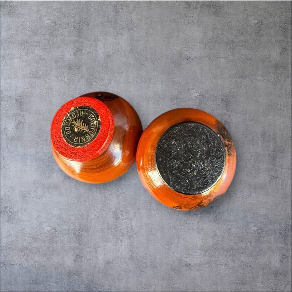 Vintage California Redwood Souvenir Salt & Pepper Balls Mushroom Shape - Picture 7 of 8